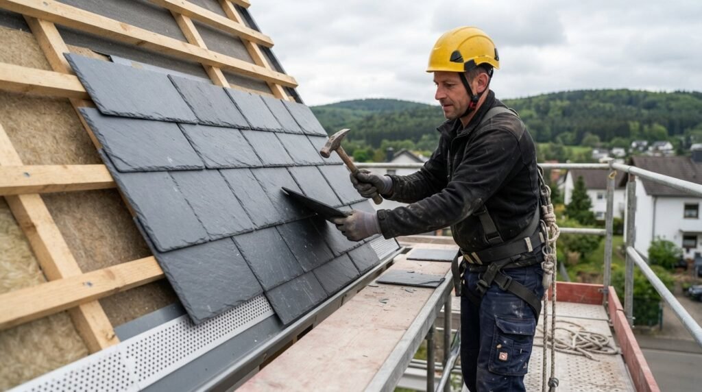 Fassade mit Schiefer verkleiden: Kosten und passende Deckarten